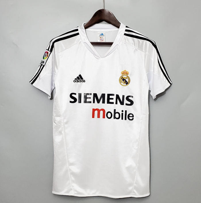 with LFP Patch Retro Jersey 2004-2005 Real Madrid Home Soccer Jersey Vintage Football Shirt