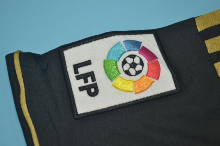 with LFP Patch Retro Jersey 2011-2012 Real Madrid Away Black Soccer Jersey Vintage Real Camisetas de Futbol