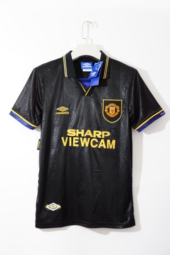 Retro Jersey 1993-1994 Manchester United 7 CANTONA Away Black Soccer Jersey Vintage Football Shirt
