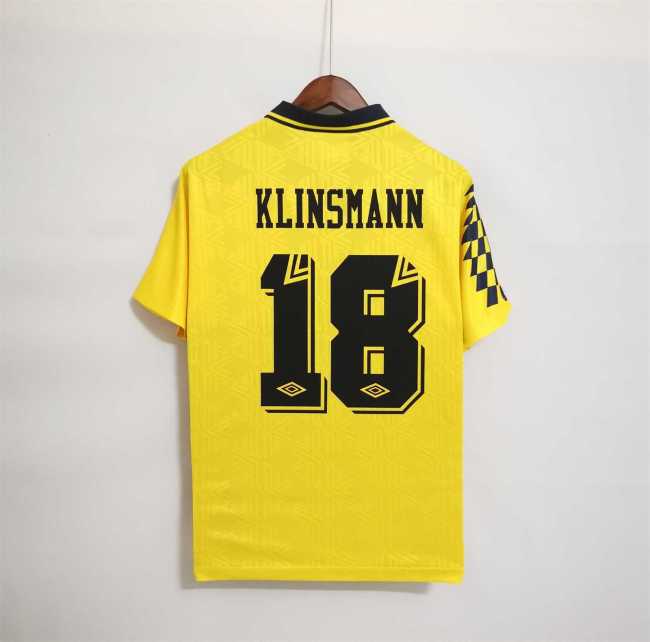 Retro Jersey 1992-1994 TOT KLINSMANN 18 Away Yellow Soccer Jersey Vintage Football Shirt