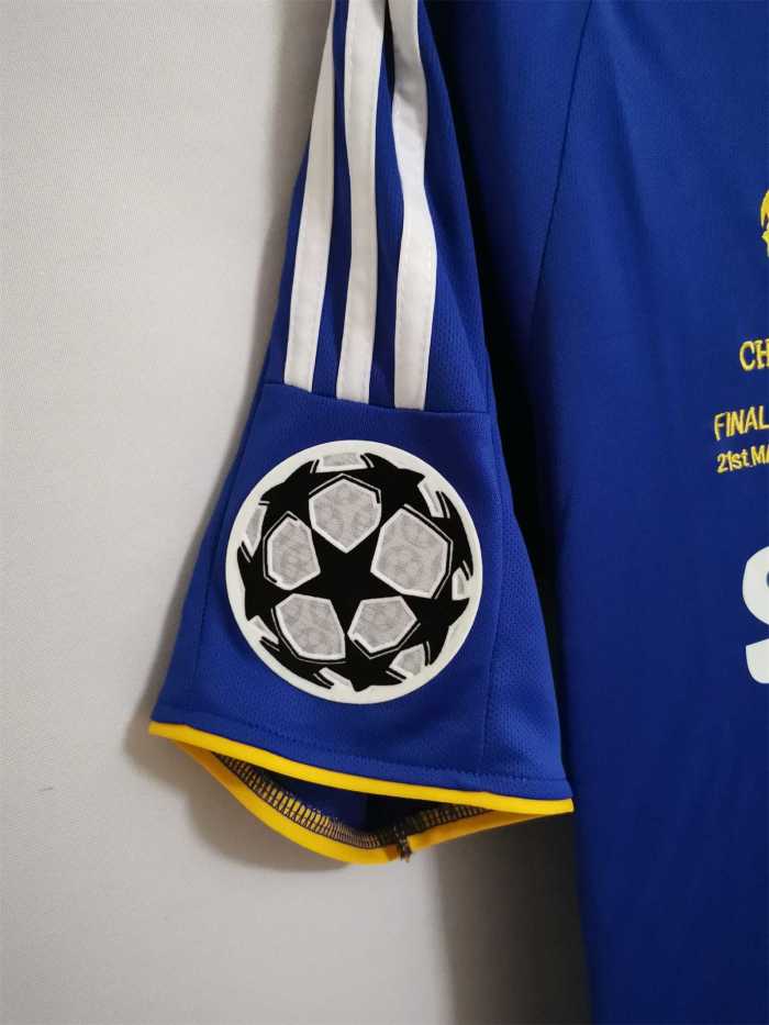 with Front Lettering+UCL Patch Retro Jersey 2008-2009 Chelsea Champions League Home Blue Soccer Jersey