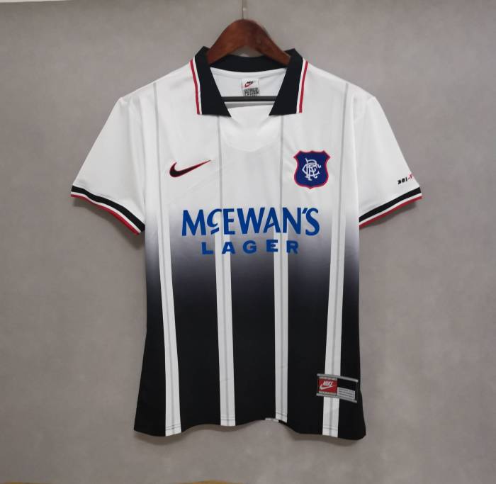 Retro Jersey 1997-1999 Rangers 19 Away White/Black Soccer Jersey