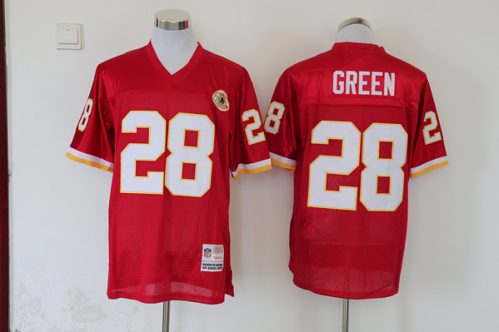 Retro Jersey Washington Redskins 28 GREEN Red NFL Jersey