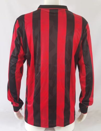 Long Sleeve Retro AC Maillot 1993-1994 AC Milan Home Soccer Jersey Vintage Football Shirt