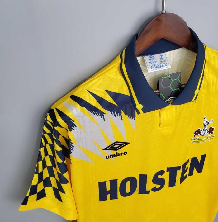 Retro Jersey 1992-1994 TOT Away Yellow Soccer Jersey Spurs Vintage Football Shirt