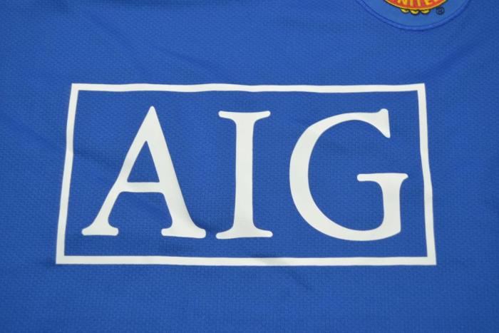 Retro Jersey 2008-2009 Manchester United Third Away Blue Soccer Jersey Vintage Football Shirt