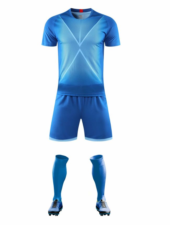 XBJ-DANING-8110 Blue Blank Plate Suit Adult Uniform Youth Kids Set Jersey and Shorts