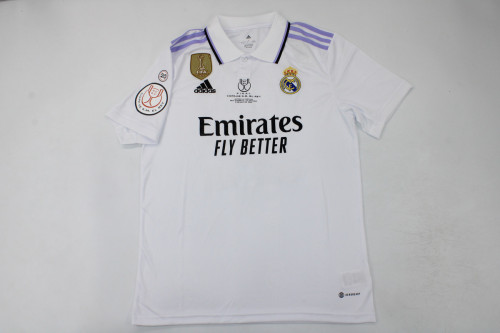 with Front Lettering+Patch Fan Version 2023 Real Madrid CAMP20NES COPA DE REY FINAL Home Soccer Jersey Real Futbol Shirt