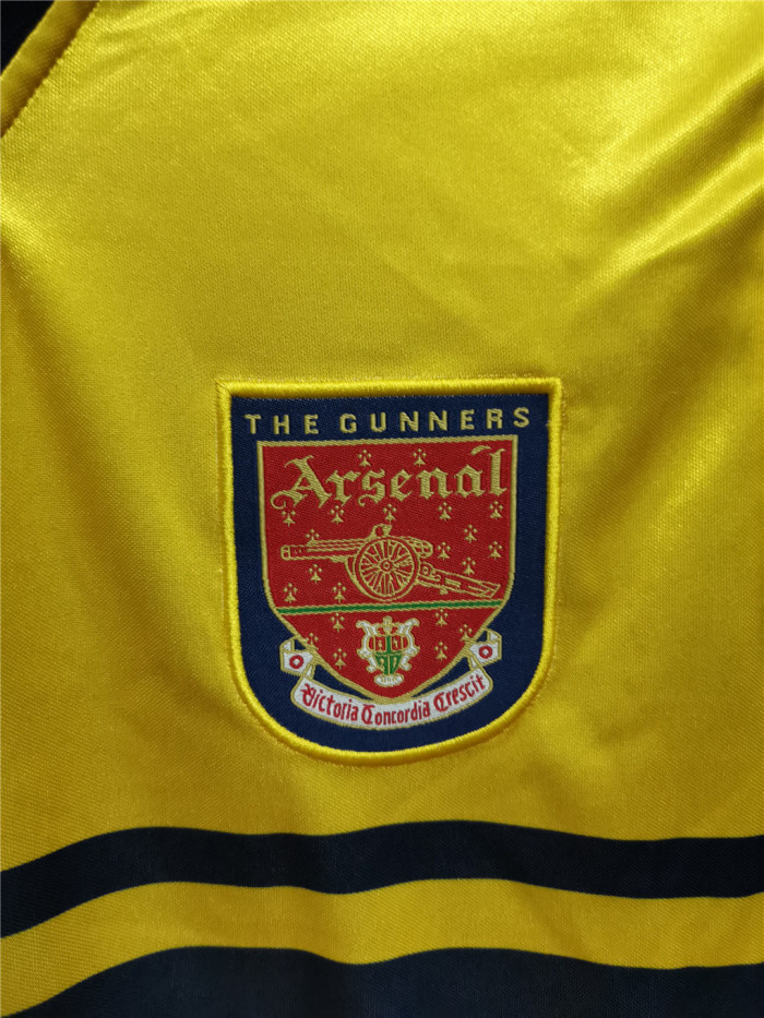 Retro Jersey 1997-1998 Arsenal Away Yellow Vintage Soccer Jersey Football Shirt