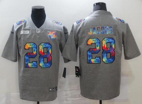Oakland Raiders 28 JACOBS Grey Vapor Untouchable Rainbow Limited Jersey