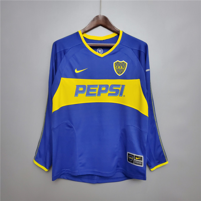 Retro Jersey Long Sleeve 2003-2004 Boca Juniors Home Soccer Jersey