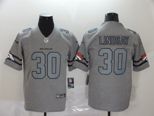 Denver Broncos 30 Phillip Lindsay 2019 Gray Gridiron Gray Vapor Untouchable Limited Jersey