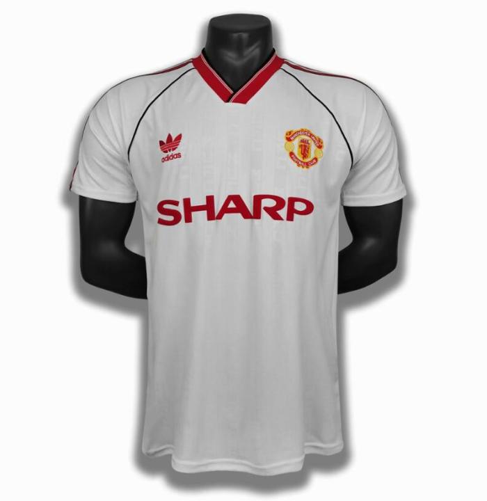 Retro Jersey 1988-1989 Manchester United Away White Soccer Jersey Vintage Football Shirt