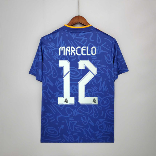 Retro Jersey 2021-2022 Real Madrid MARCELO 12 Away Blue Soccer Jersey