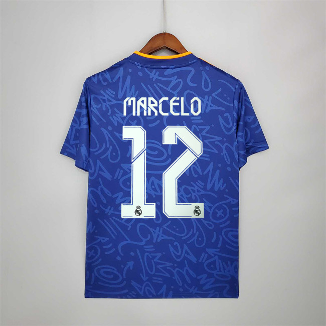 Retro Jersey 2021-2022 Real Madrid MARCELO 12 Away Blue Soccer Jersey