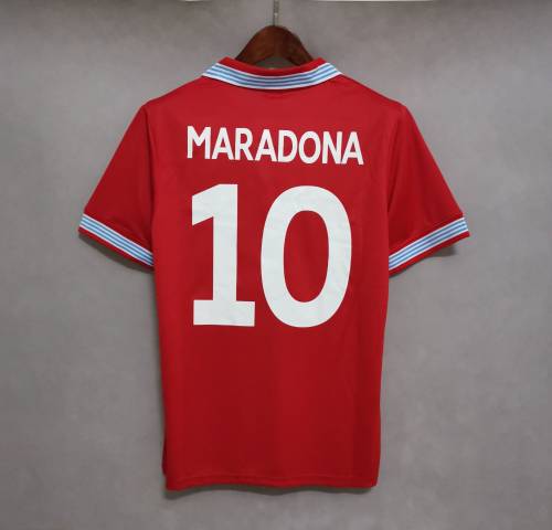 Retro Jersey 1988-1989 Calcio Napoli MARADONA 10 Away Red Soccer Jersey