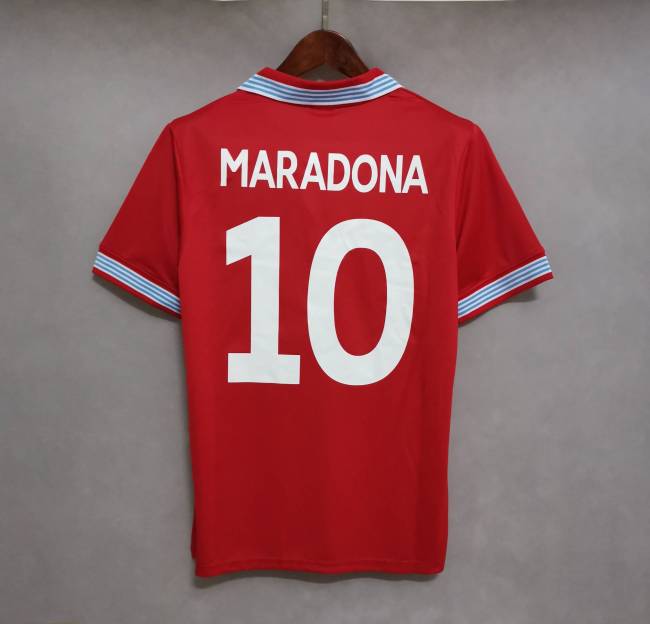 Retro Jersey 1988-1989 Calcio Napoli MARADONA 10 Away Red Soccer Jersey
