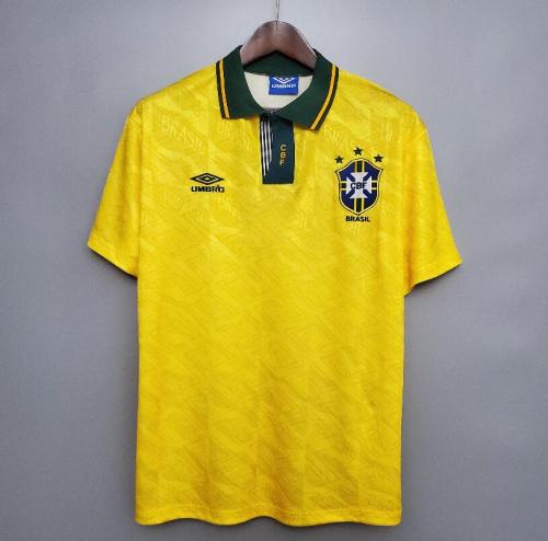 Retro Jersey 1991-1993 Brazil Home Soccer Jersey Vintage Brasil Camisetas de Futbol