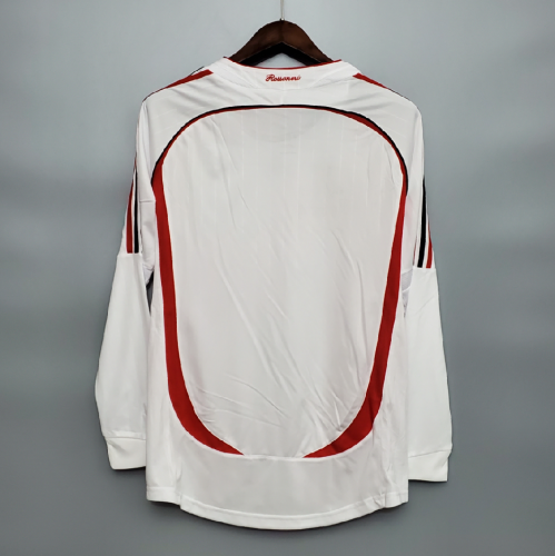 Retro Jersey Long Sleeve 2006-2007 AC Milan Champions League Away White Soccer Jersey
