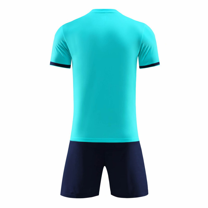 Blue 6318 DIY Soccer Training Uniforms Blank Custom Jersey and Shorts
