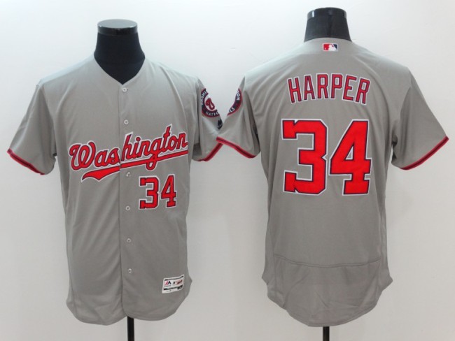 Washington  Nationals 34 Bryce Harper Gray Flexbase Jersey