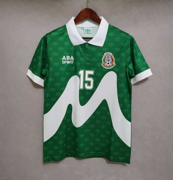 Retro Jersey 1995 Mexico Home Green ESPINOZA 15 Soccer Jersey