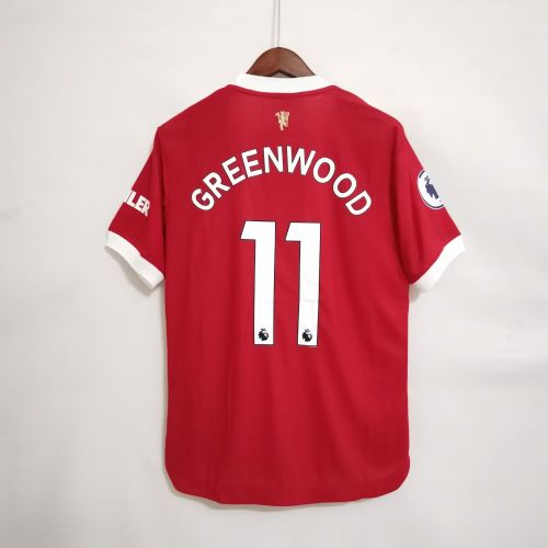 with EPL Patch Retro Jersey Player Version 2021-2022 Manchester United GREENWOOD 11 Home Soccer Jersey