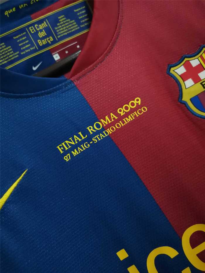 with Front Lettering+UCL Patch Retro Jersey 2008-2009 Barcelona UCL Final Home Soccer Jersey