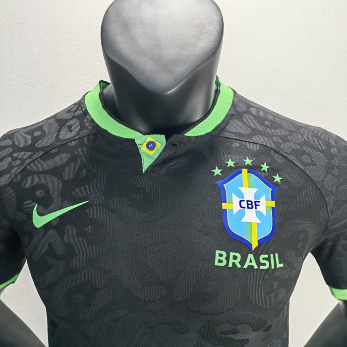 2022 Player Version Brazil Black Soccer Jersey