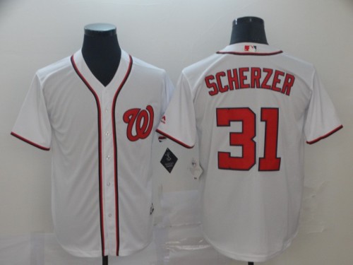 Washington Nationals 31 SCHERZER White MLB Base Jersey