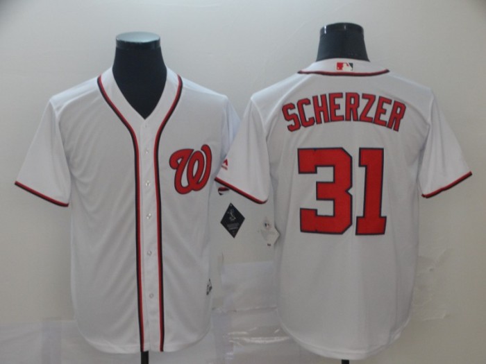 Washington Nationals 31 SCHERZER White MLB Base Jersey