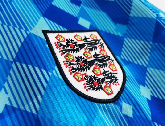 Retro Jersey 1990 England Third Away Blue Soccer Jersey Vintage Football Shirt
