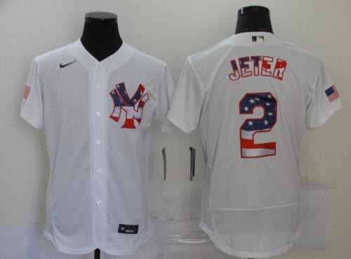 New York Yankees 2 JETER White USA Flag Flexbase Jersey