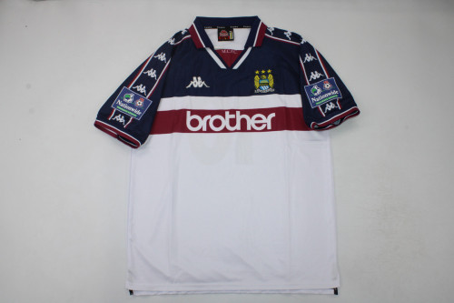 with Patch Retro Jersey 1997-1998 Manchester City KINKLADZE 10 Away White Soccer Jersey