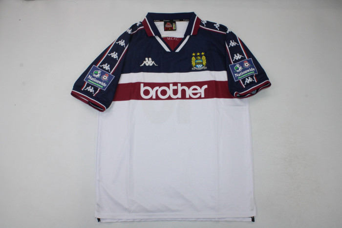 with Patch Retro Jersey 1997-1998 Manchester City KINKLADZE 10 Away White Soccer Jersey
