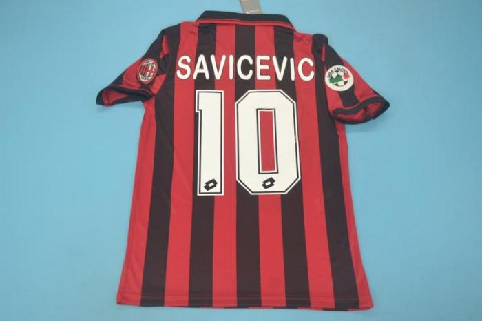 with Serie A Patch Retro Jersey 1996-1997 AC Milan 10 SAVICEVIC Home Soccer Jersey