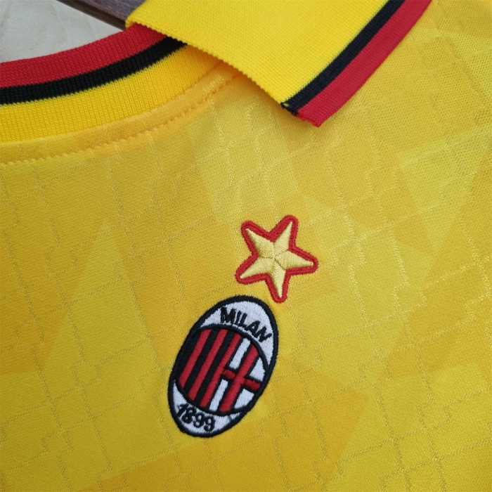 Retro Jersey 1995-1996 AC Milan WEAH 9 Third Away Yellow Soccer Jersey Vintage Football Shirt