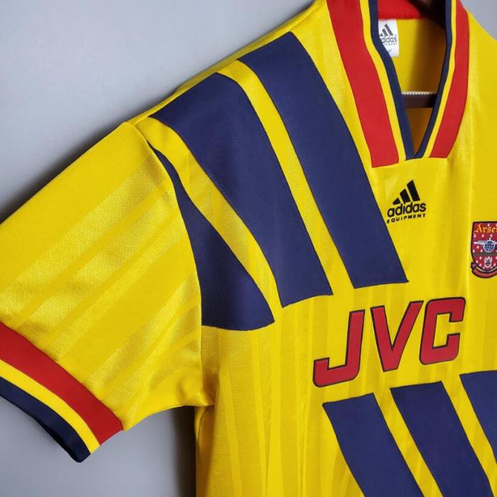 with EPL Patch Retro Jersey 1993-1994 Arsenal Away Yellow Soccer Jersey Vintage Football Shirt