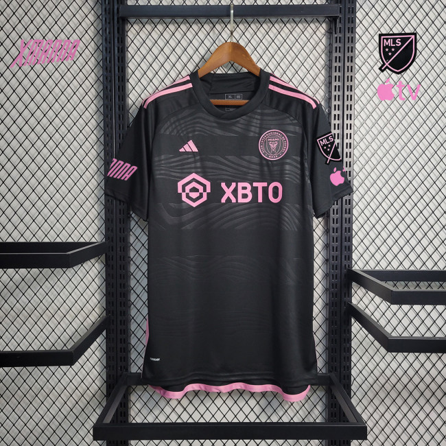 with MLS Patch Fan Version 2023-2024 Inter Miami Away Black Soccer Jersey Football Shirt S,M,L,XL,2XL,3XL,4XL