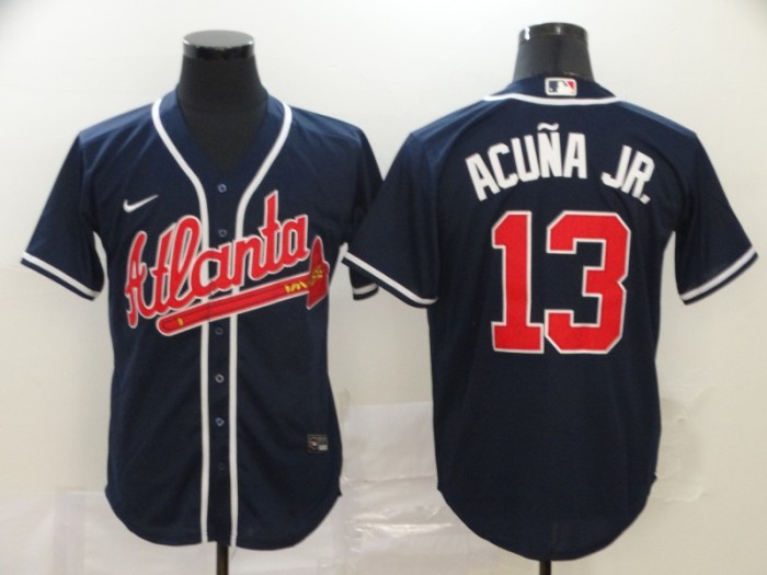 Atlanta Braves 13 ACUNA JR. Dark Blue 2020 Cool Base Jersey