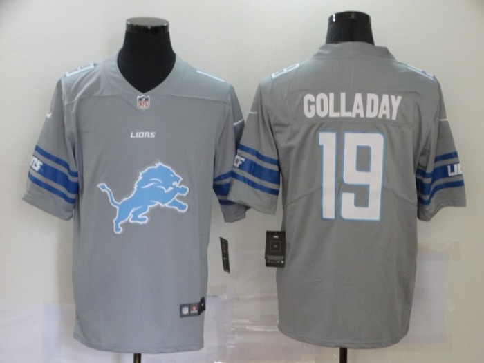 Detroit Lions 19 GOLLADAY Grey Team Big Logo Vapor Untouchable Limited Jersey