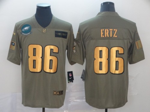 Philadelphia Eagles 86 Zach Ertz 2019 Olive Gold Salute To Service Limited Jersey