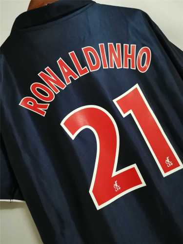 Retro Jersey 2001-2002 PSG RONALDINHO 21 Home Soccer Jersey Vintage Paris Football Shirt