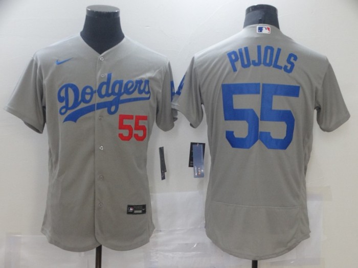 Dodgers 55 Albert Pujols Gray 2020 Flexbase Jersey