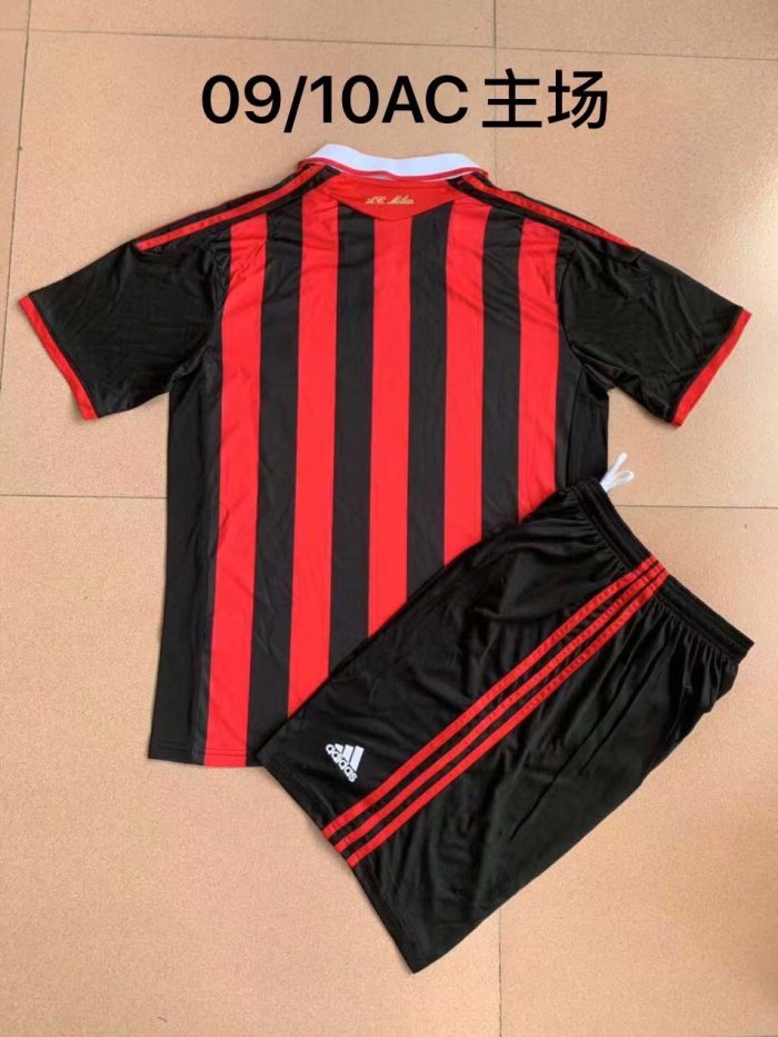 Adult Uniform Retro Jersey 2009-2010 AC Milan Home Soccer Jersey Shorts