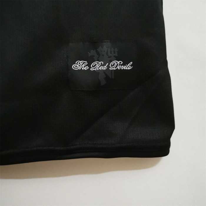 with Golden EPL Patch Retro Jersey 2007-2008 Manchester United Away Black Soccer Jersey