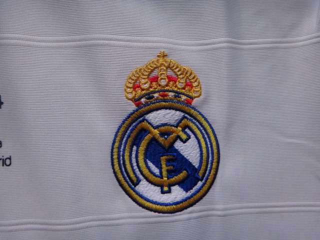 with Front Lettering Retro Jersey 2013-2014 Long Sleeve Real Madrid UCL Final Home Soccer Jersey