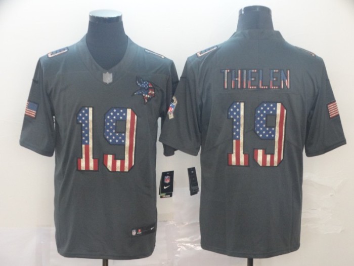 Minnesota Vikings 19 THIELEN 2019 Black Salute To Service USA Flag Fashion Limited Jersey