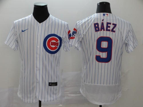 Cubs 9 Javier Baez White Cool Base Jersey
