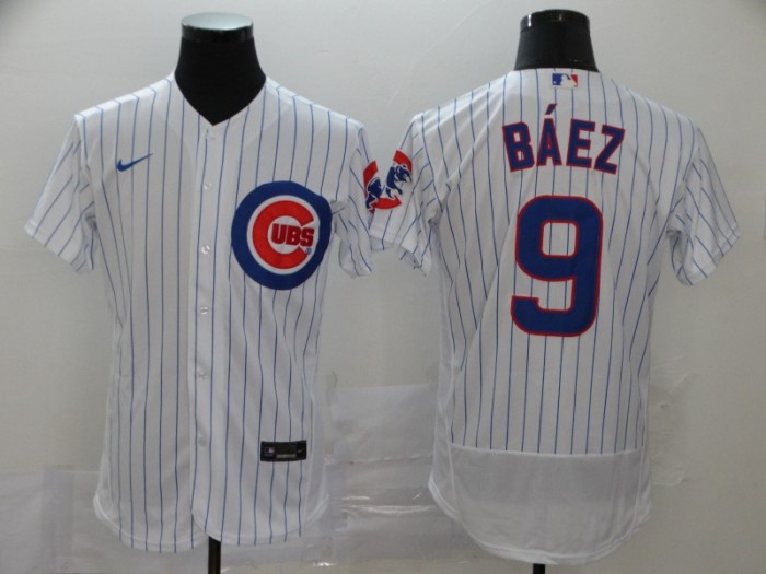 Cubs 9 Javier Baez White Cool Base Jersey
